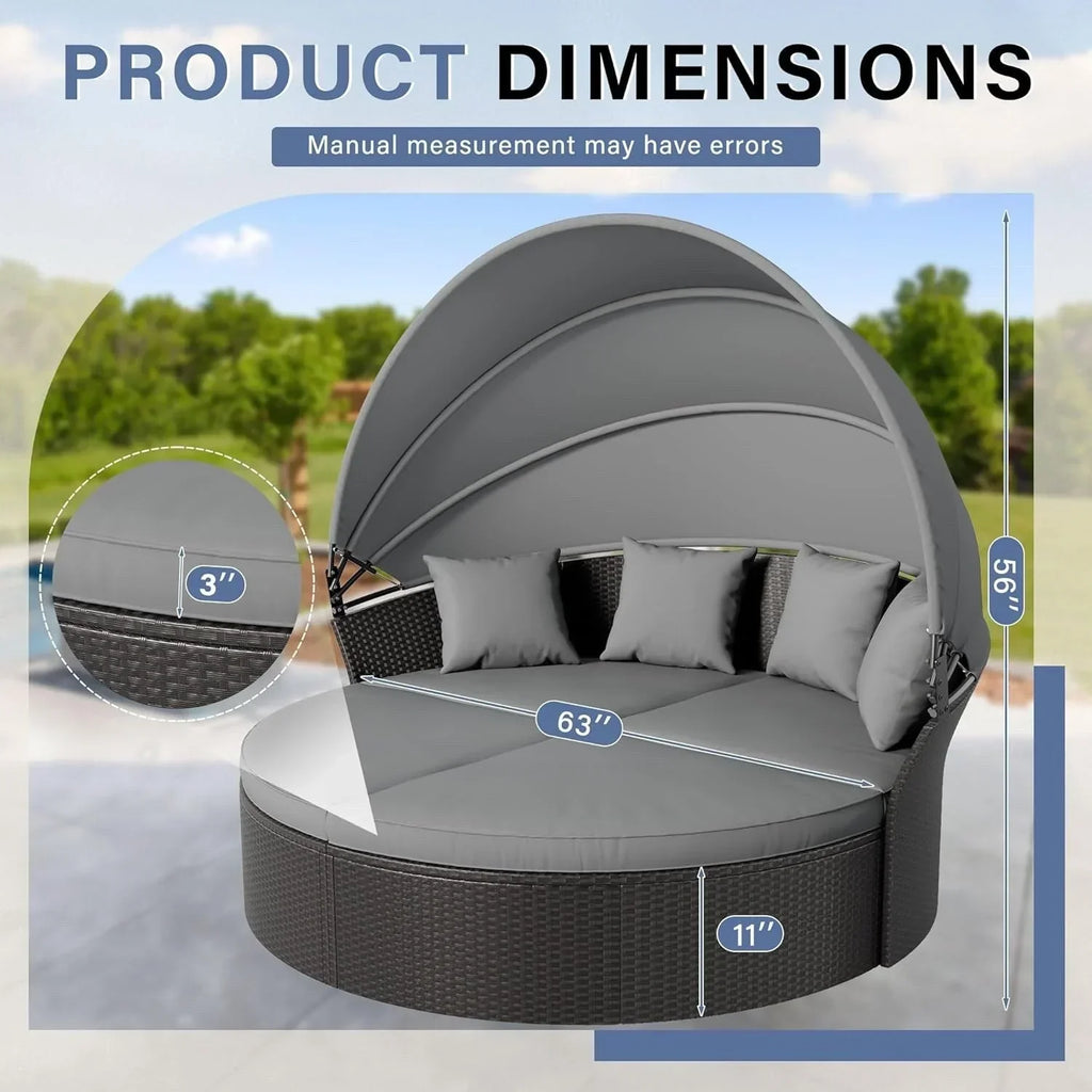 Nuon 4-Piece/5Piece Outdoor Patio Conversation Set Wicker Daybed Set with Canopy by Havenside Home