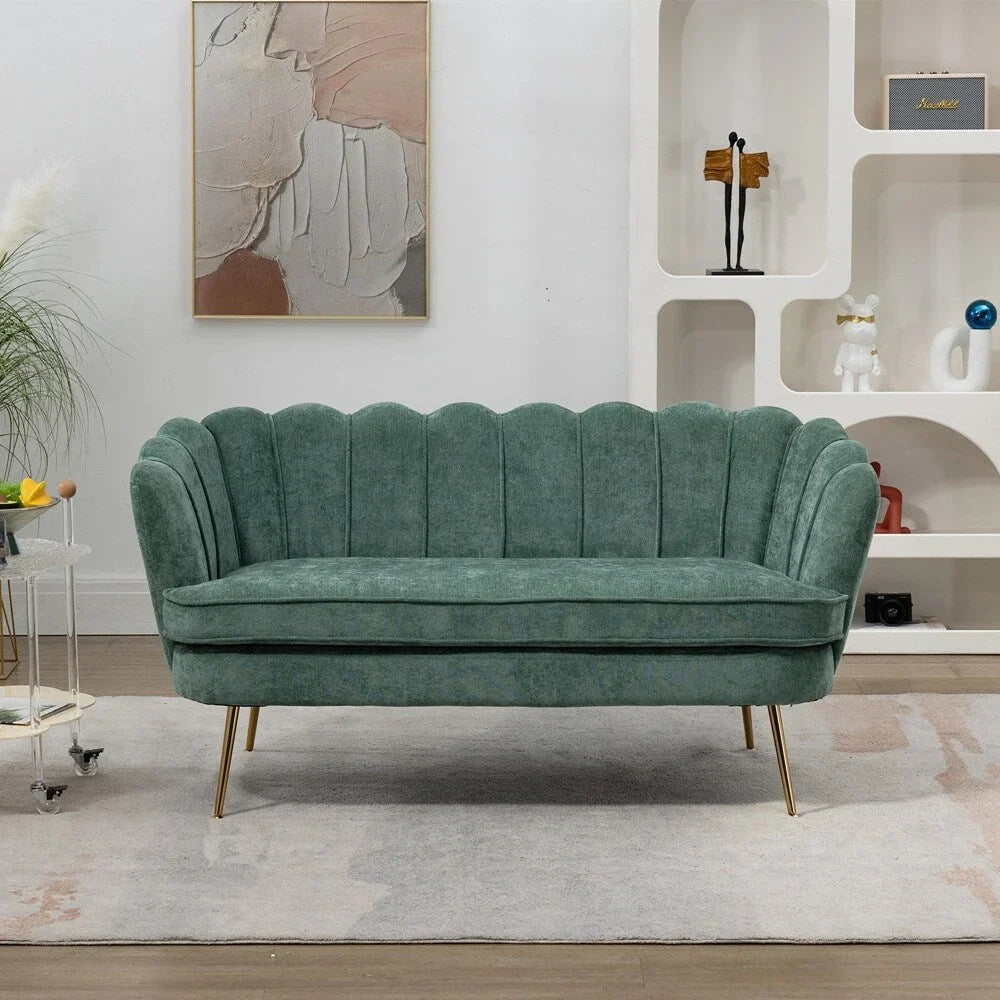 Small Mini Room Couch Two-Seater Sofa with Gold Metal Leg - 2 Seat