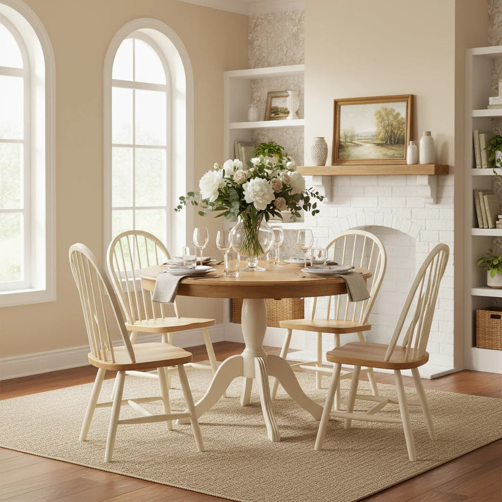 Round Solid Wood Pedestal Table