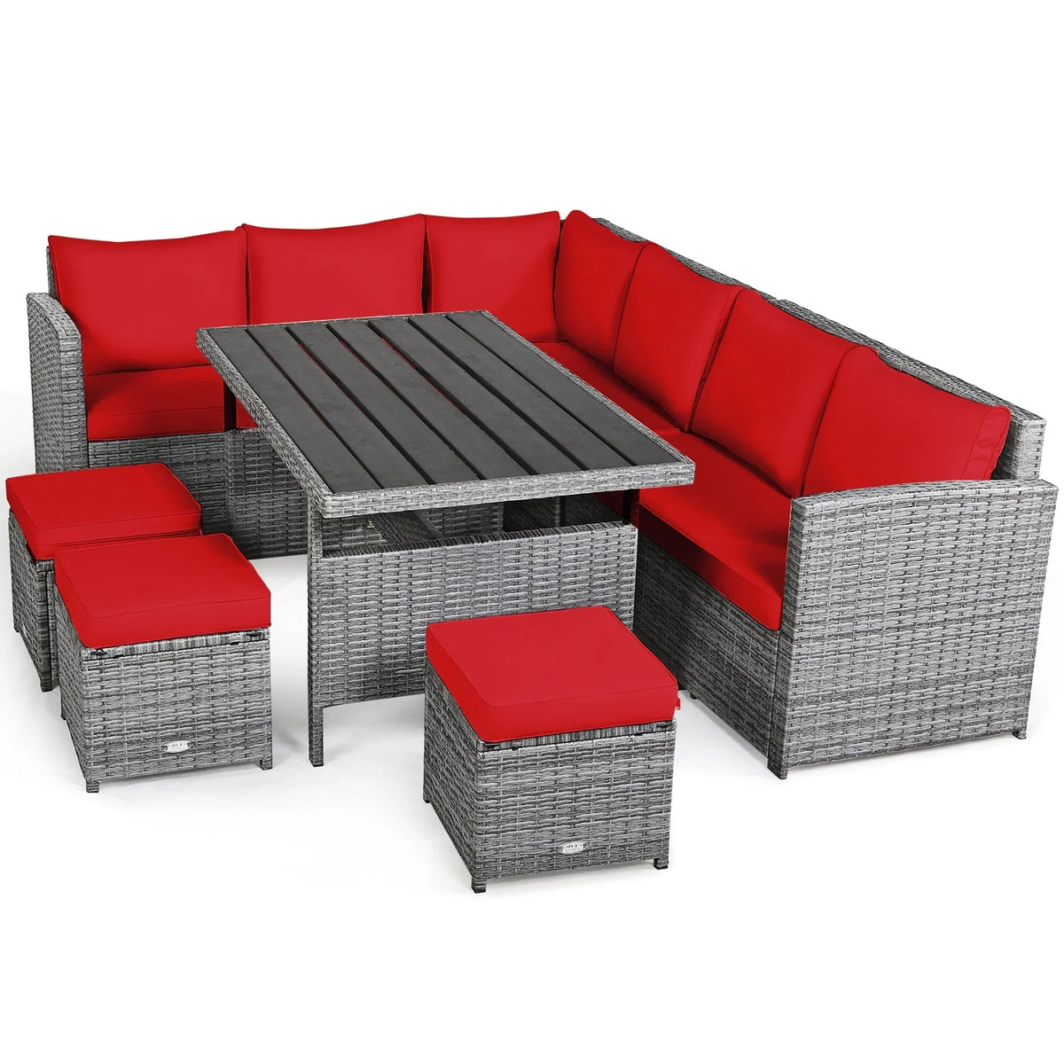 Costway 7 PCS Patio Rattan Dining Set Sectional Sofa Couch Ottoman - See Details