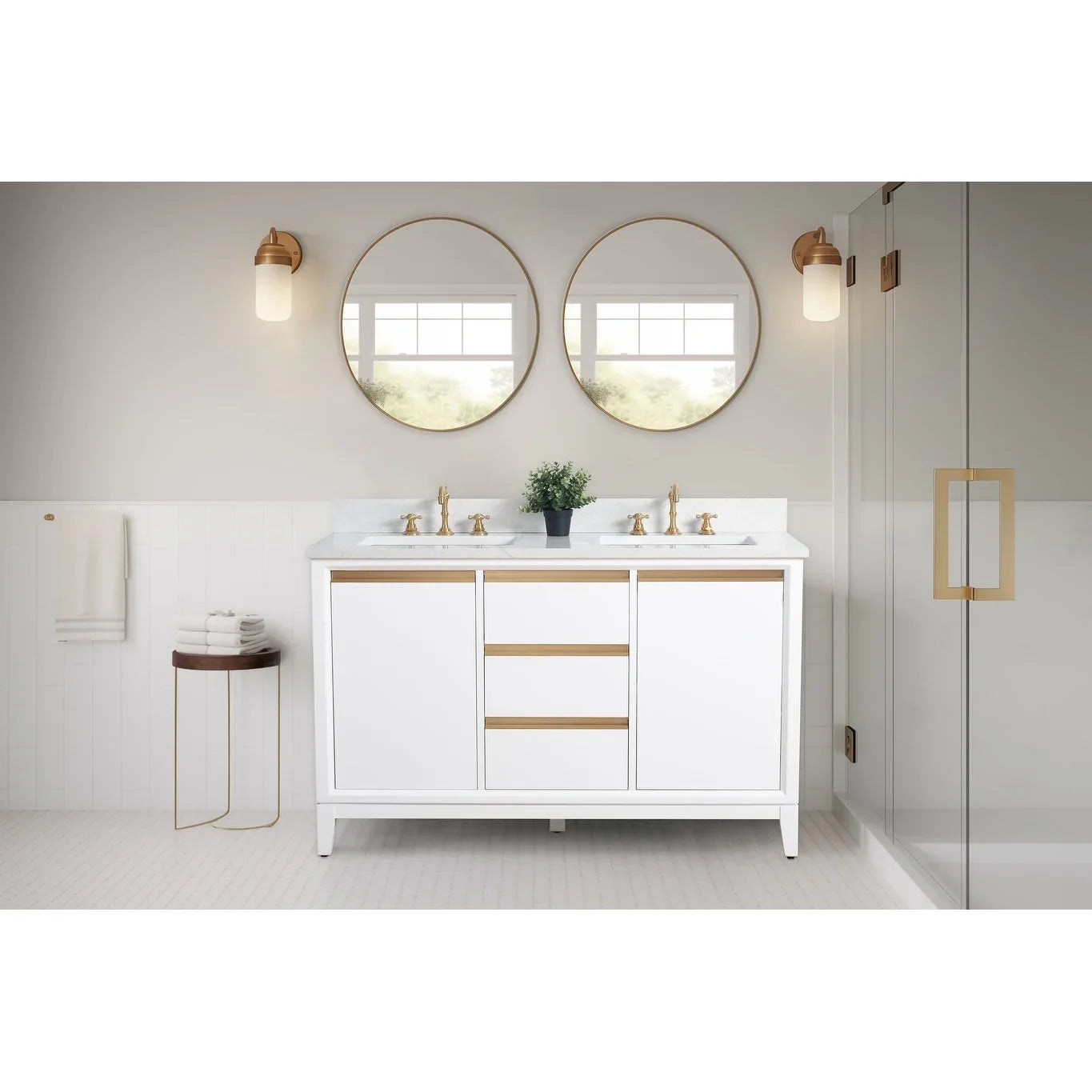Vanity Art Bathroom Vanity with Ceramic Sink and Engineered Marble Top
