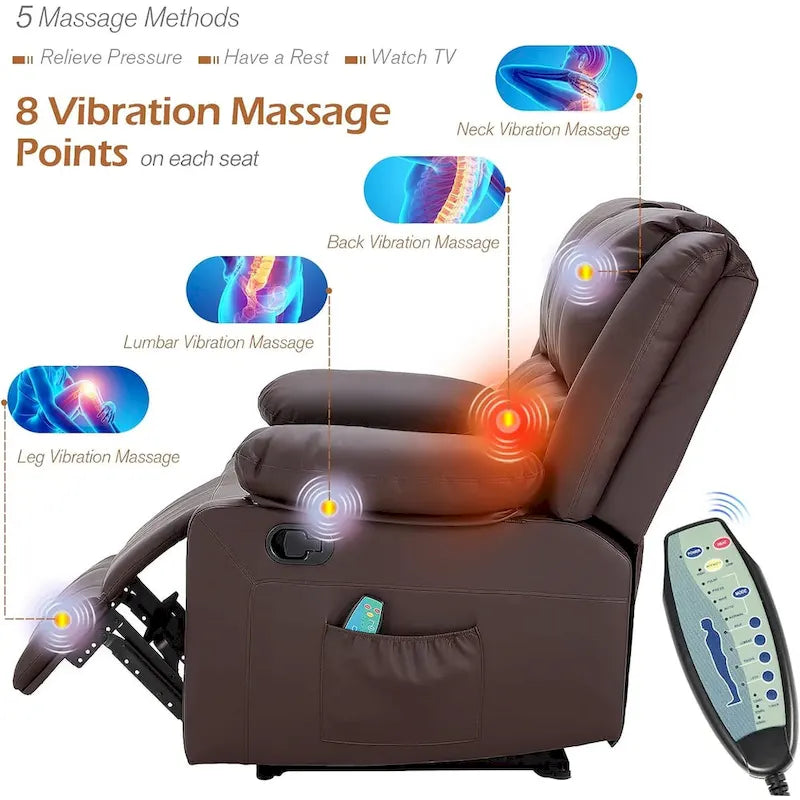 2-Seater Recliner Loveseat with Heat and Massage Function