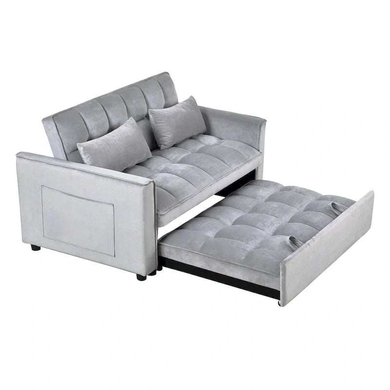 Modern Velvet Futon Loveseat with Reclining Backrest & Pockets, Seats 2 ââ‚?Dark Gray / Light Gray / Blue / Black