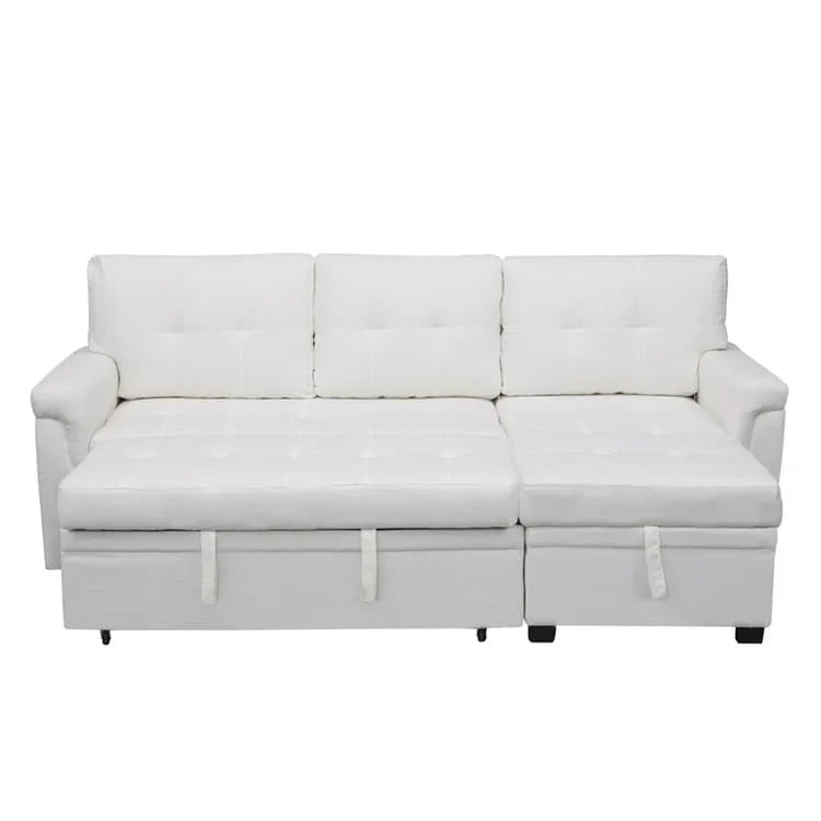 Canapé d'angle réversible convertible avec lit gigogne, méridienne de rangement et pieds durables