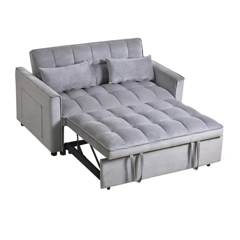 Modern Velvet Futon Loveseat with Reclining Backrest & Pockets, Seats 2 ââ‚?Dark Gray / Light Gray / Blue / Black