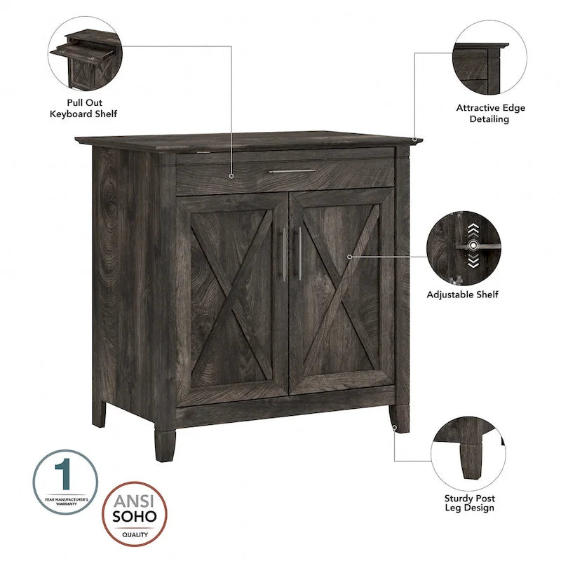 Key West Secretary Desk with Storage Cabinet by Bush Furniture