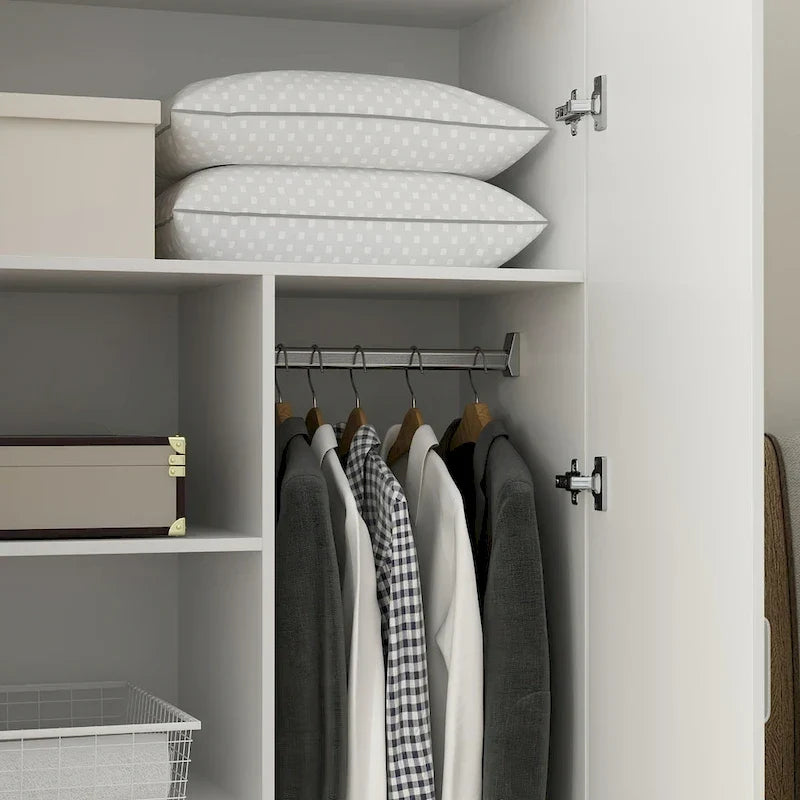 2-Door Wardrobe Armoires Freestanding Bedroom Armoire with Hanging Rod