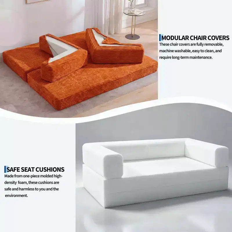 80.7 5-in-1 Convertible Sleeper Sofa Bed ??Corduroy, 1200 lbs, No Assembly