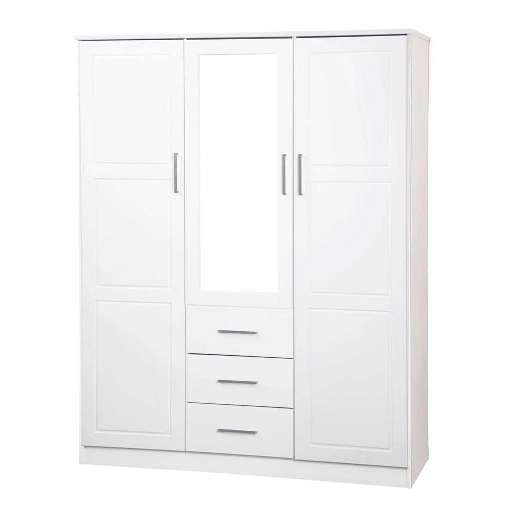 Palace Imports 100% Solid Wood Cosmo 3-Door Wardrobe Armoire with Solid Wood or Mirrored Doors