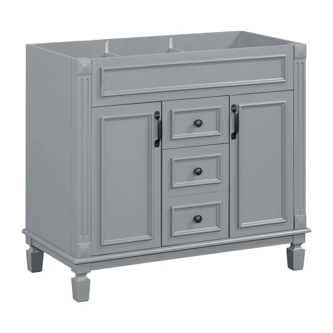 36'' Modern Bathroom Vanity with Top Sink and Mirror Cabinet,2 Doors and 2 Drawers
