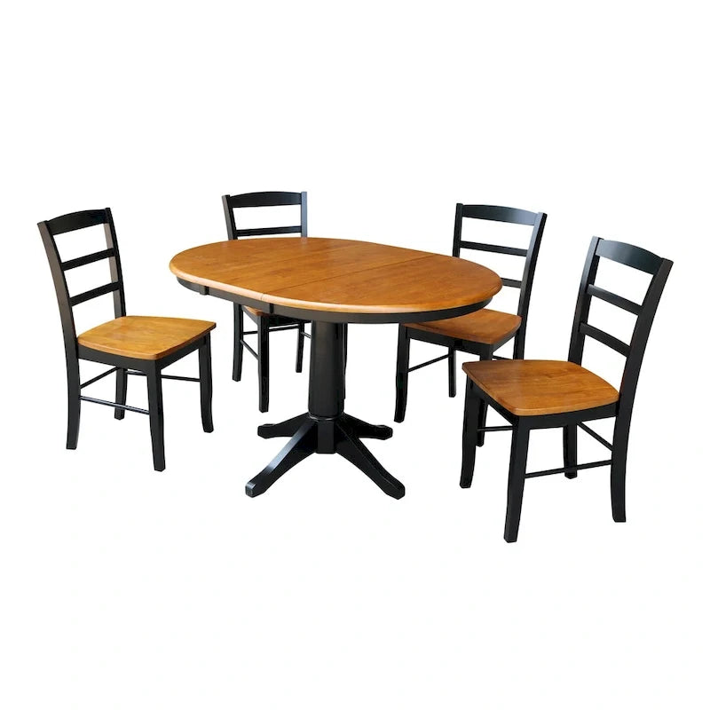 36 Round Extension Dining Table With 4 Madrid Chairs