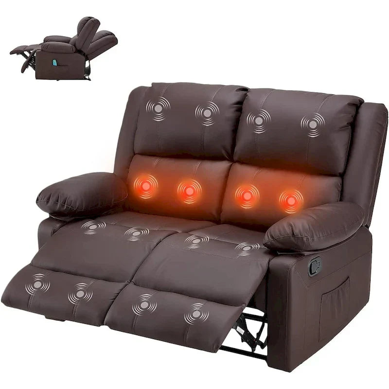 2-Seater Recliner Loveseat with Heat and Massage Function