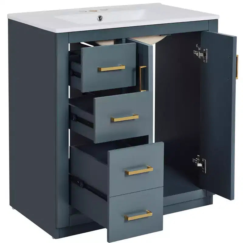 30 Single Sink Bathroom Vanity with Cabinet & 3 Drawers ??Black / Blue / Green / Indigo / White