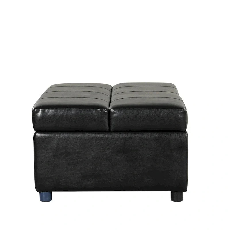 Twin Size Folding Pull out Ottoman Sleeper Bed with Mattress Convertible Guest Bed, PU Upholstered Sleeper Sofa