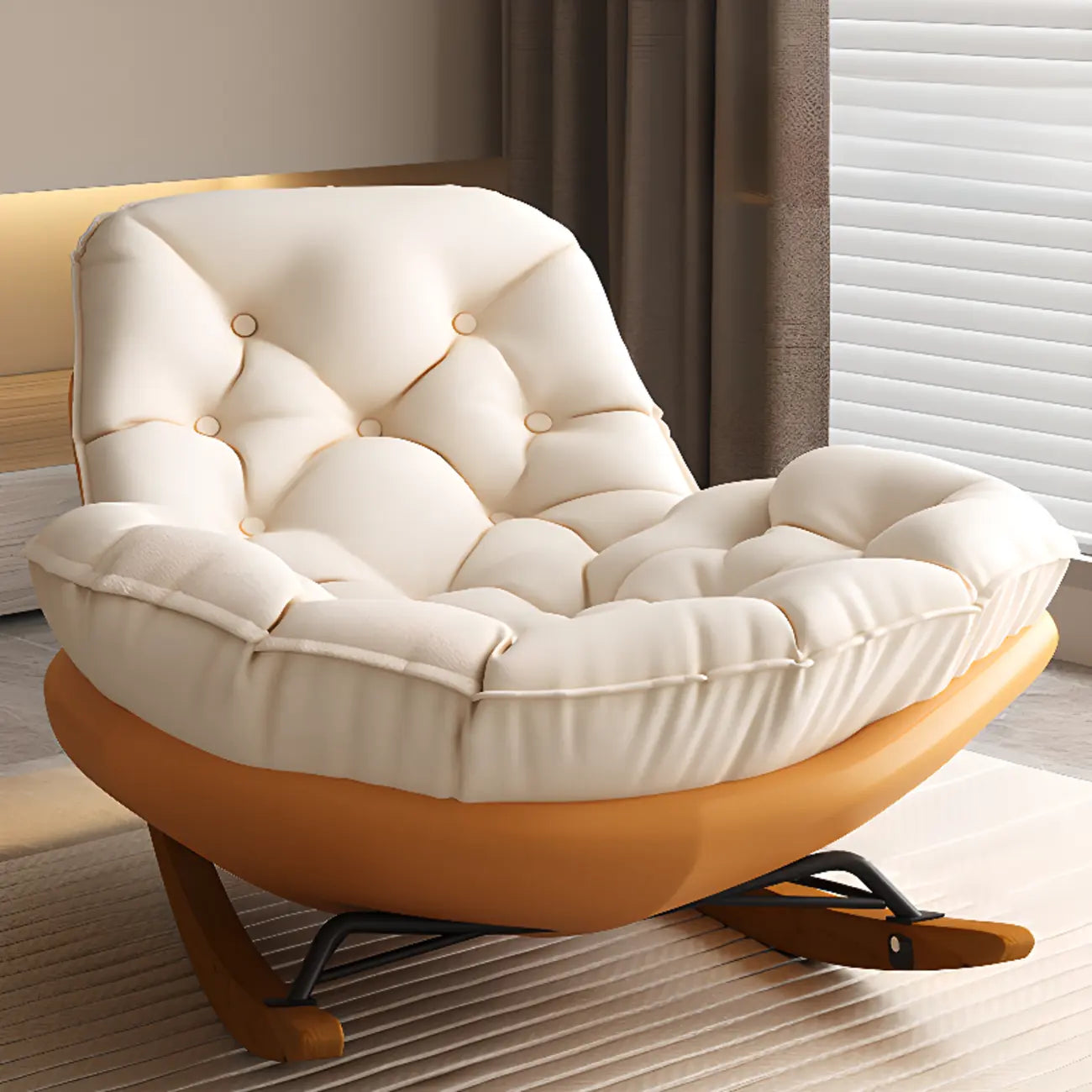Scandinavian Upholstered Rocking Chair with Optional Ottoman