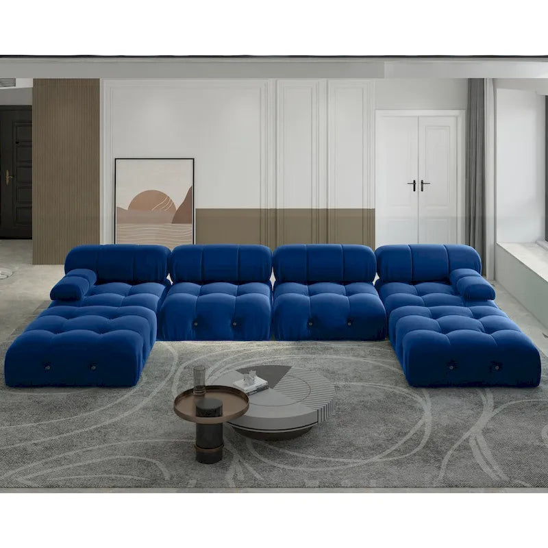 138  Convertible Modular Sectional Sofa, U-Shaped Minimalist Velvet Sofas Couches