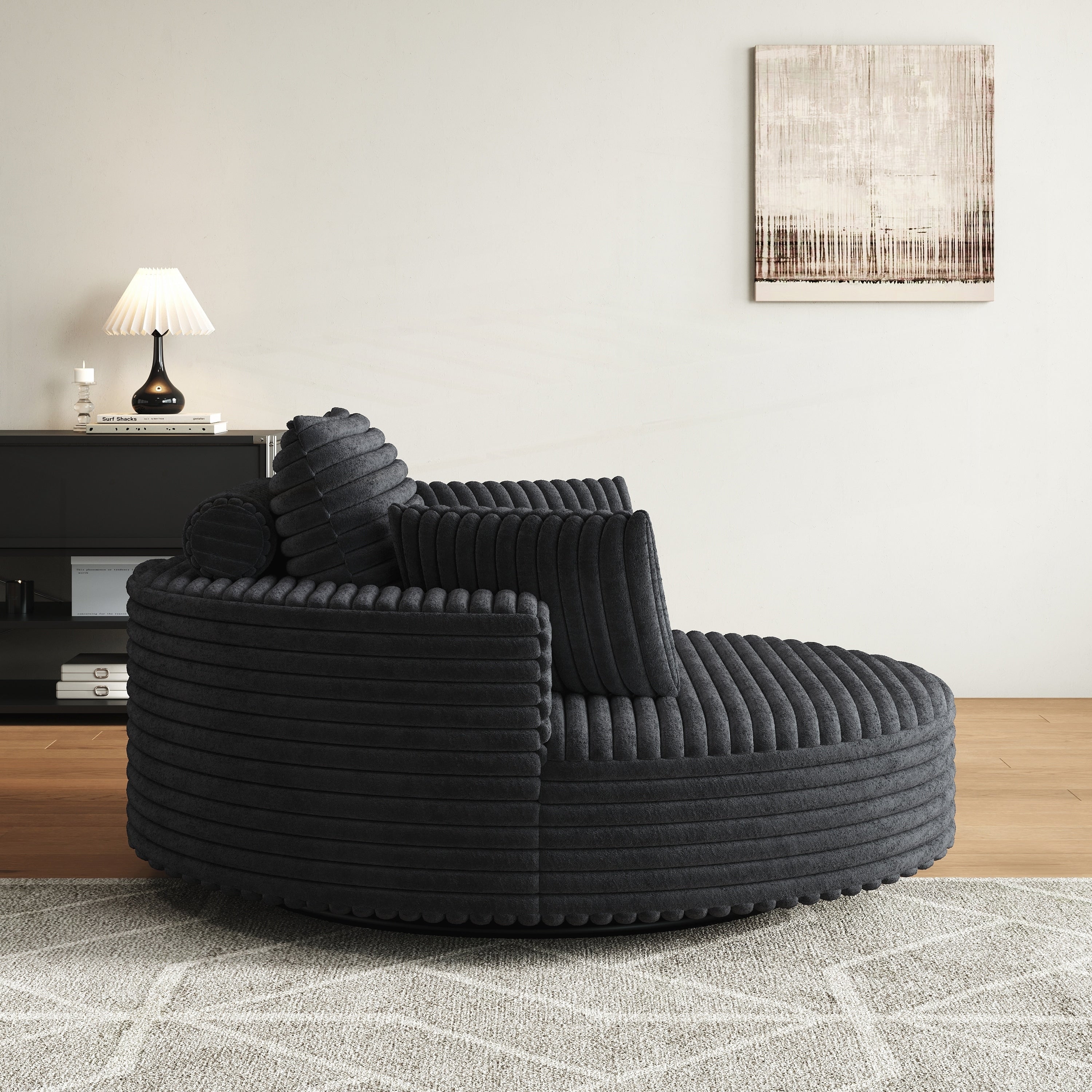 Corduroy Chenille Foam Single Swivel Chair
