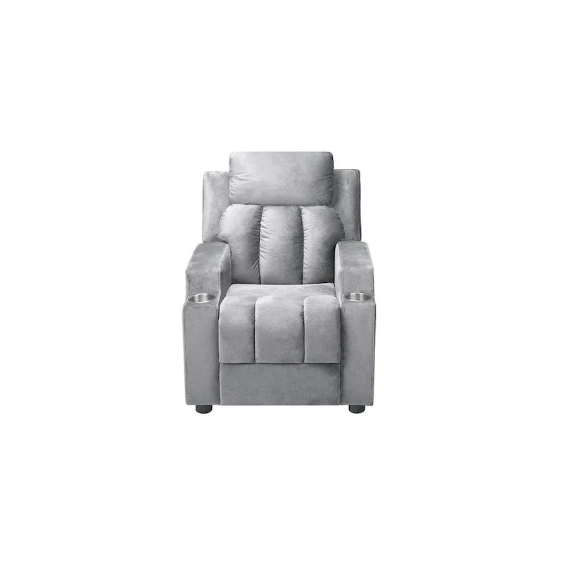 Deluxe Kids Recliner Chair with Footrest Headrest and 2 Cup Holders Microfiber Kids Recliner for Age 3+ Years