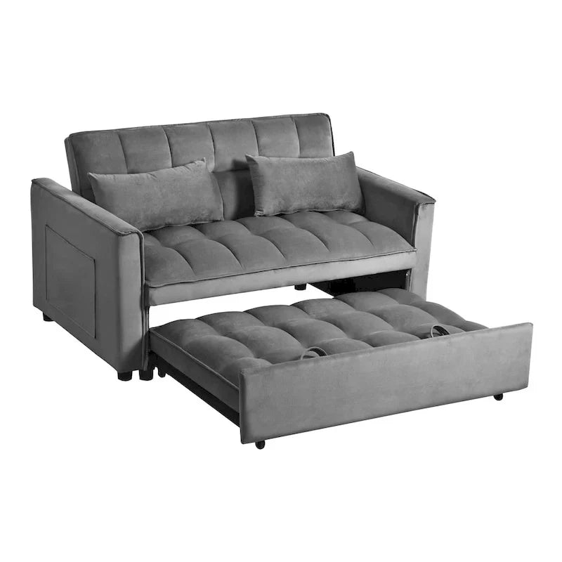 Modern Velvet Futon Loveseat with Reclining Backrest & Pockets, Seats 2 ââ‚?Dark Gray / Light Gray / Blue / Black
